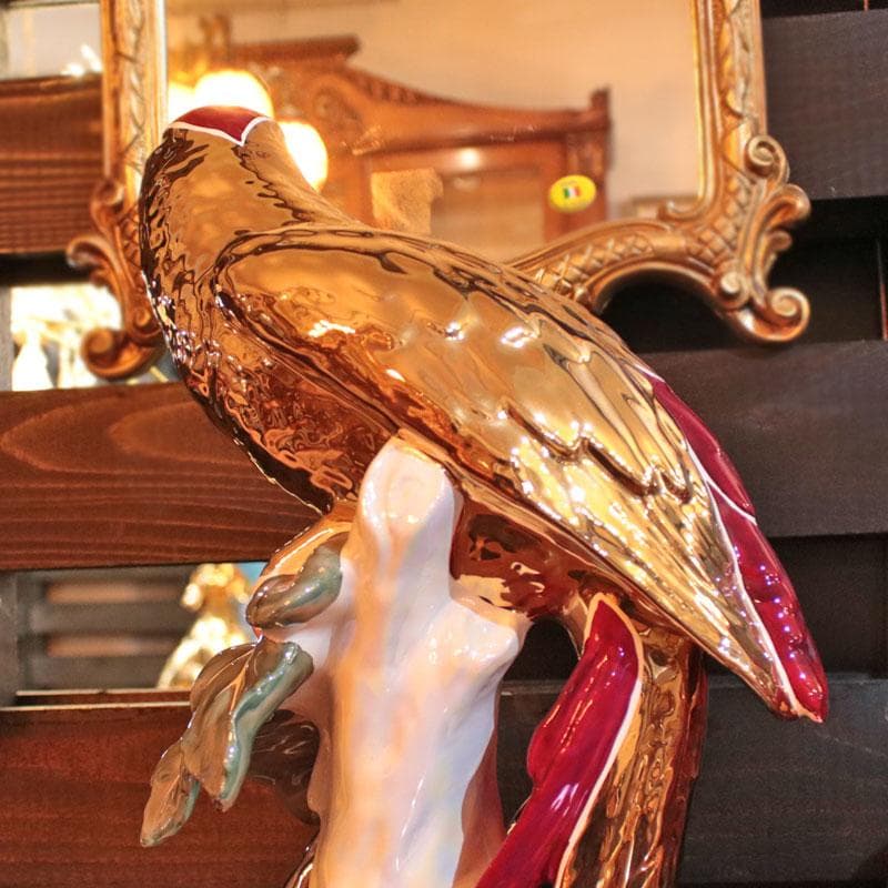 イタリア製オウムのオブジェ 鸚鵡 ゴールド 鳥 インテリア 222-926