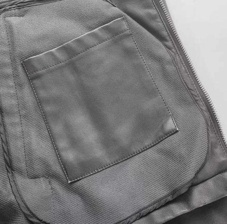 【新品未使用】フランスの高級ライダース!FRONT ZIP合皮革BLACK3XL