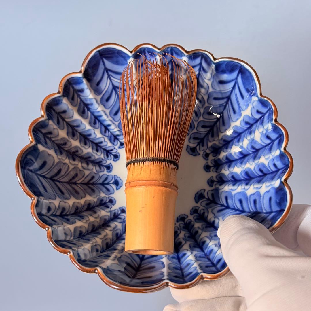 賞美堂　其泉窯　染付藤文様菊花型鉢　五客　有田焼人気窯　未使用保管品　残りわずか