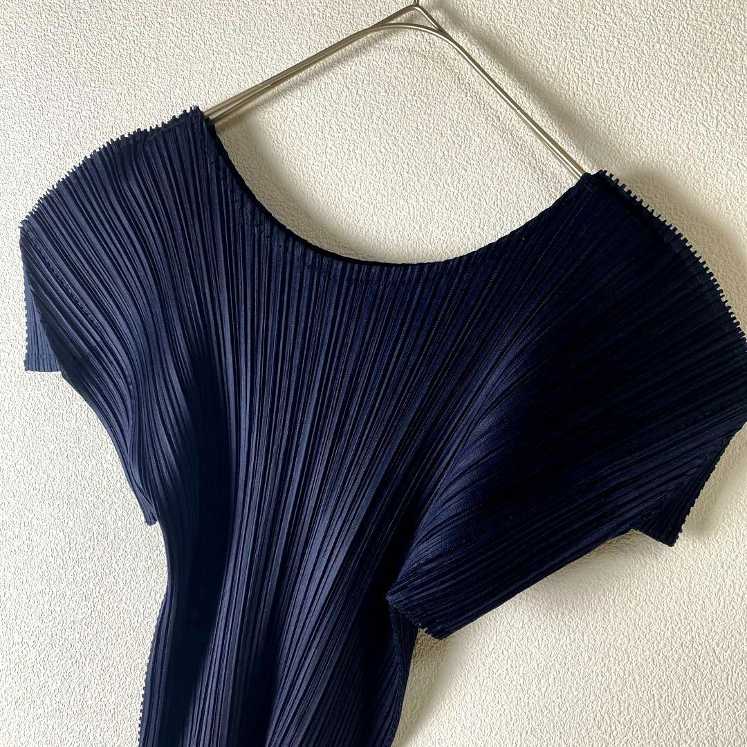 PLEATSPLEASE プリーツプリーズ プルオーバー ブラウス おでかけ 紺