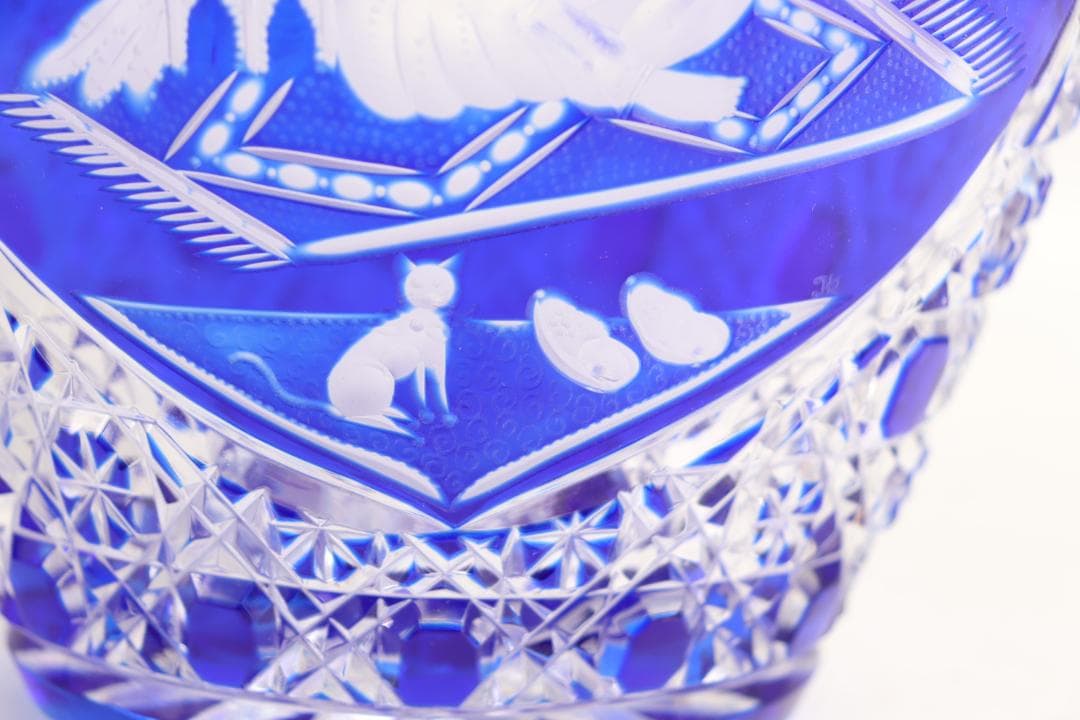 マイセン クリスタル アラビアンナイト 青ガラス Meissen 花瓶