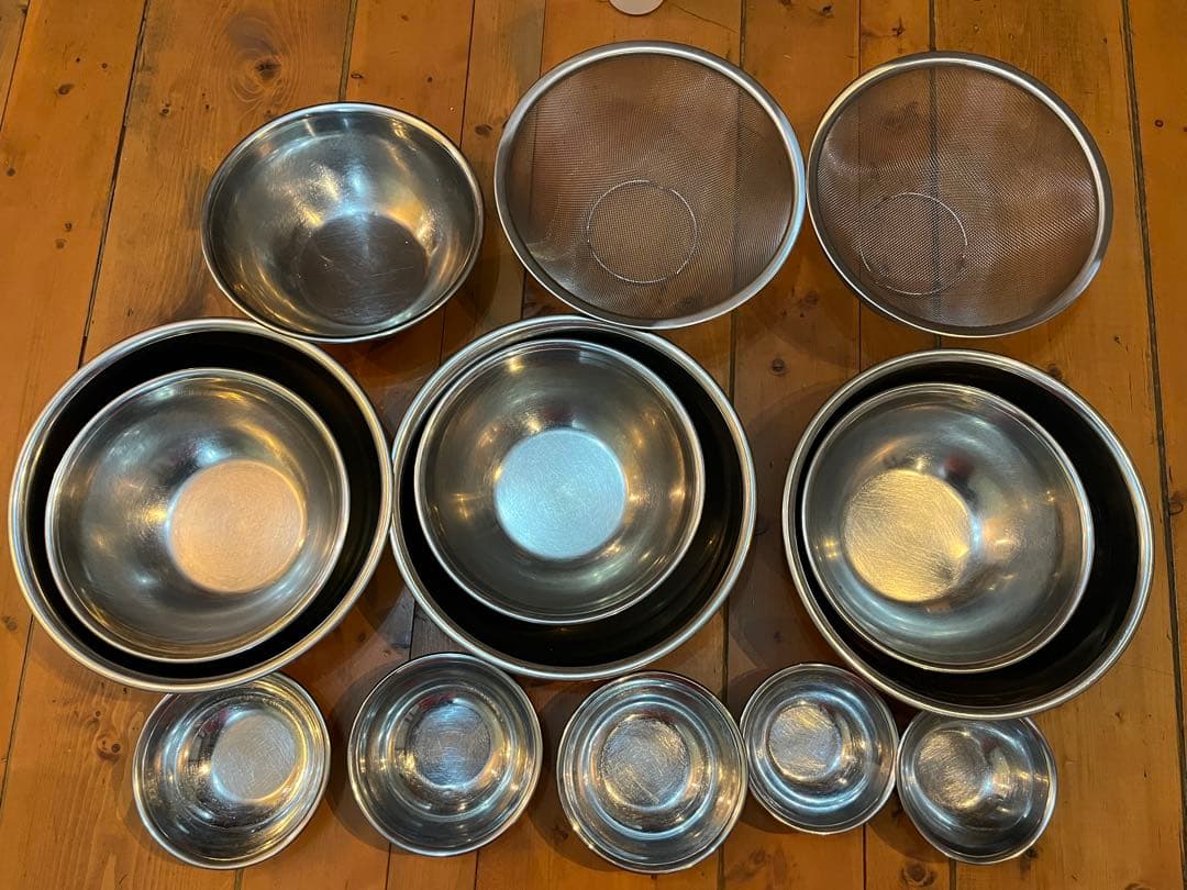 ステンレス製ボウルとざるセット 飲食店用