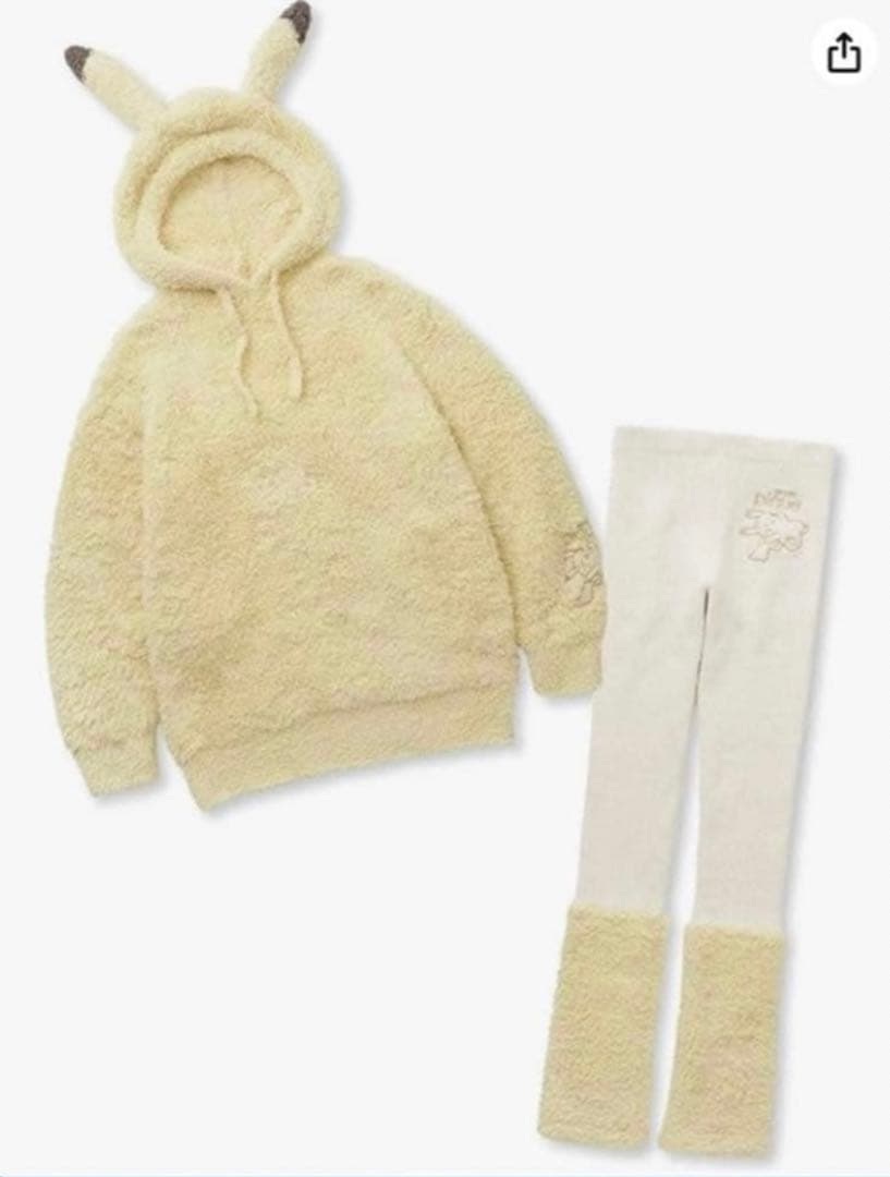 ジェラピケ✖️ポケモンスリープ　ピカチュウフーディ&レッグウォーマーレギンスセット