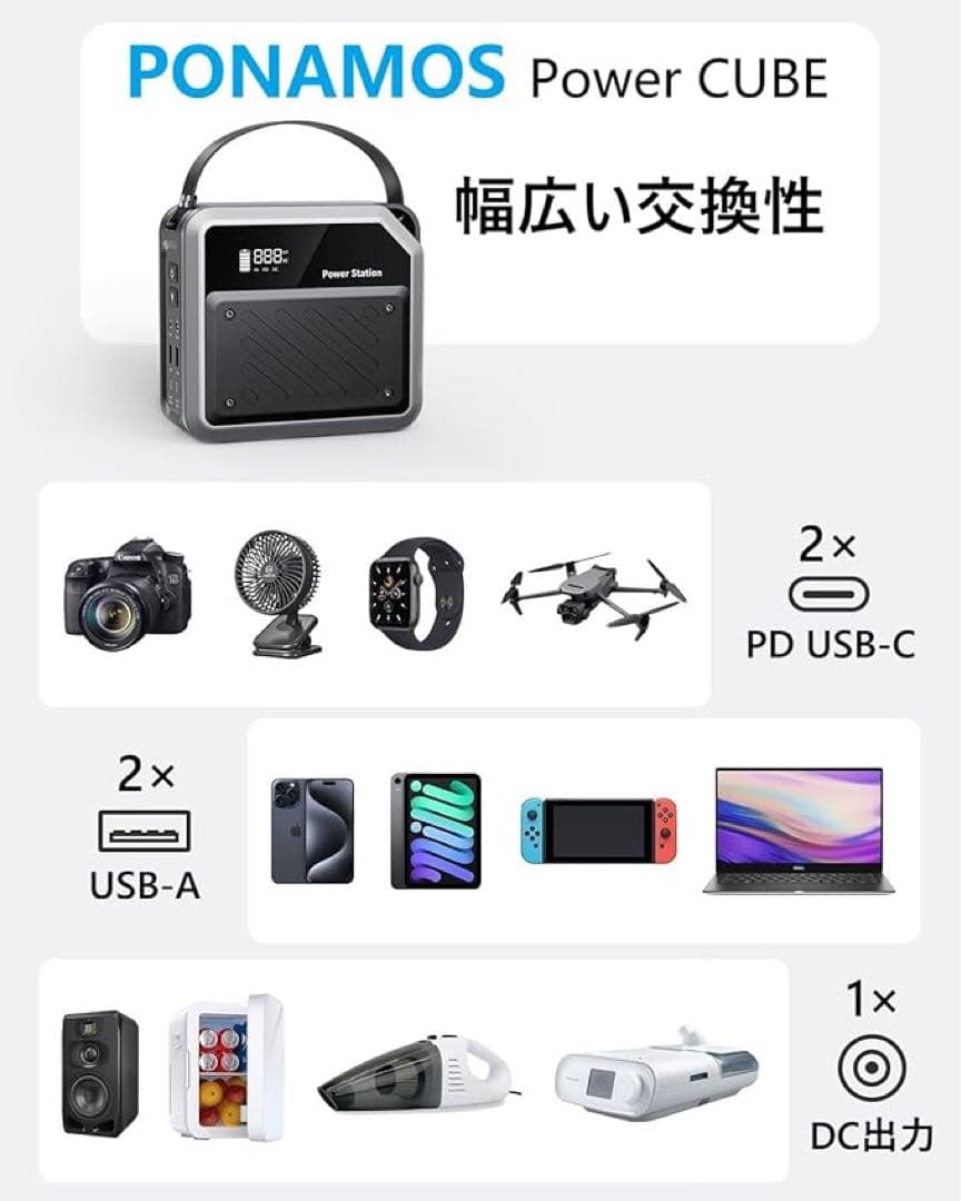 ポータブル電源 小型 ポタ電 急速充電 大容量 60000mAh