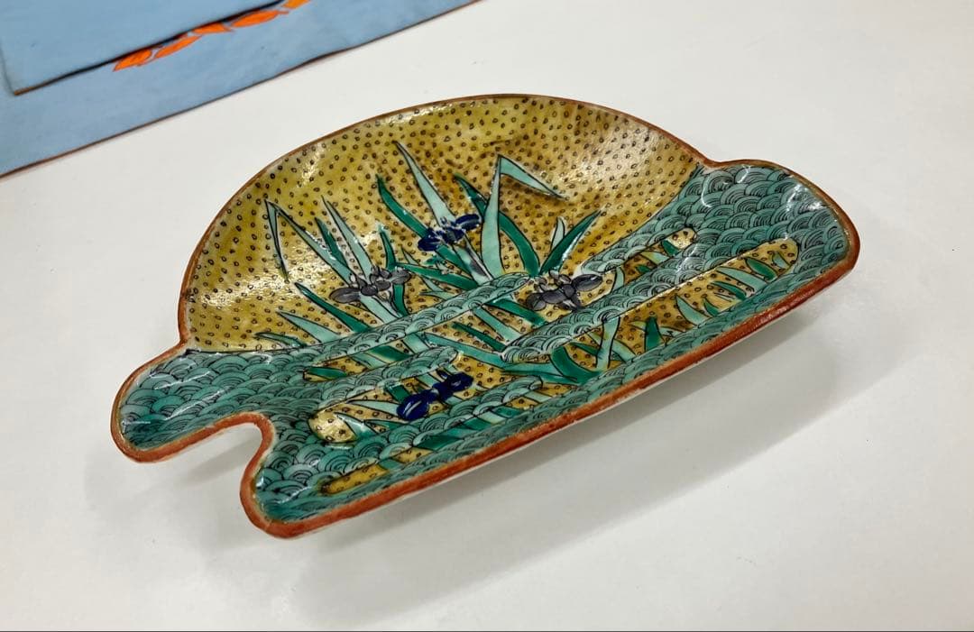 古九谷 花柄 皿 江戸時代