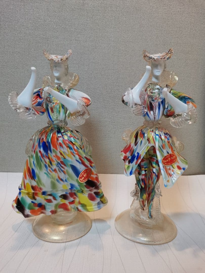 ヴェネチアンガラス　ペア人形　マーブル