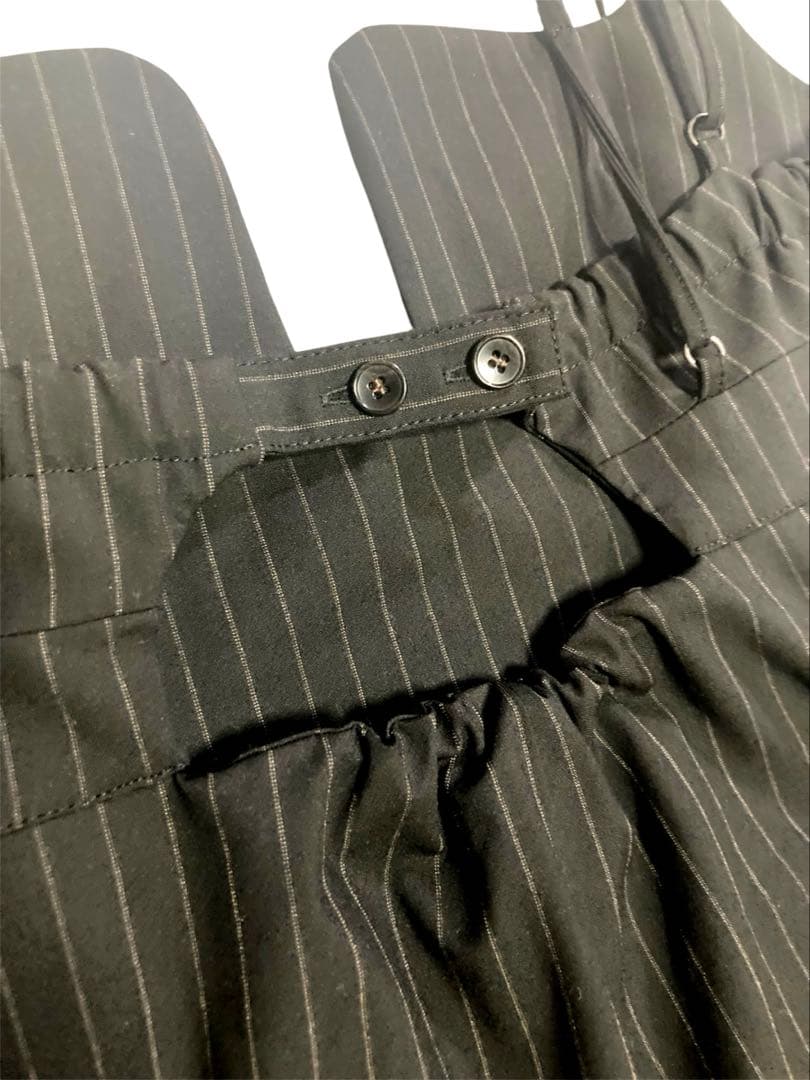 maison specialスクエアカットベアオールインワン ストライプ 黒　M