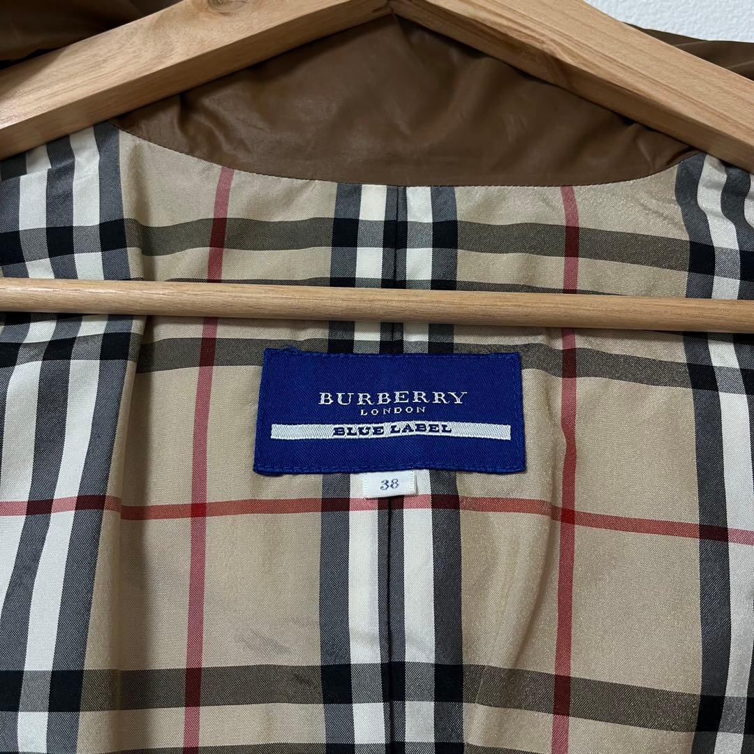 バーバリーブルーレーベル ダウンジャケット　フェザー　ロゴ　ノバチェック　ホース