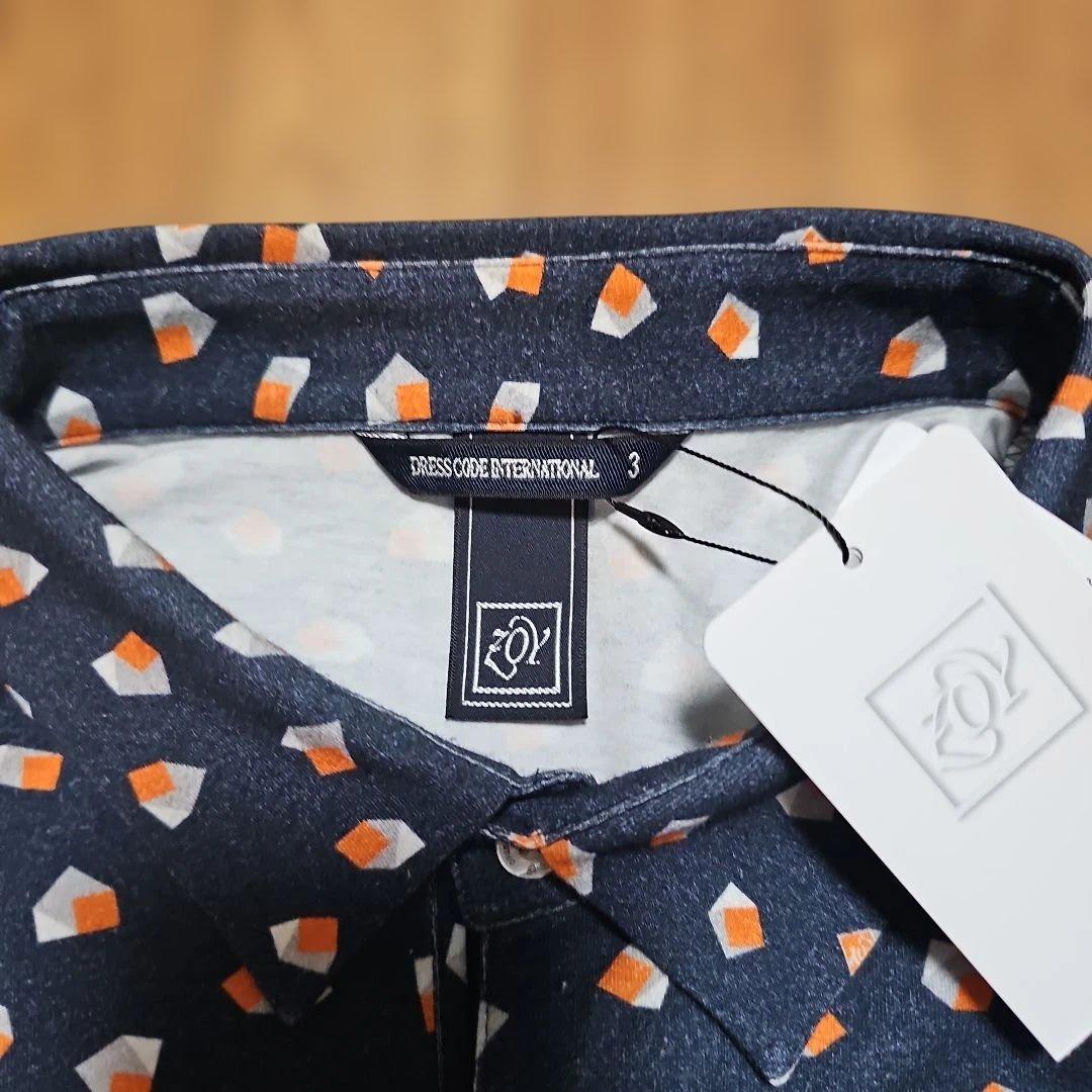 ZOY 　最新　秋　冬　ネイビー パターン柄 長袖ポロシャツ