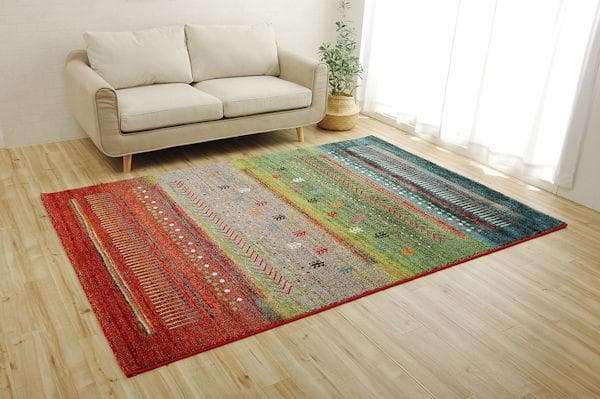 ギャッベ柄トルコ製ウィルトン織カーペット200x250cm ラグ（455）