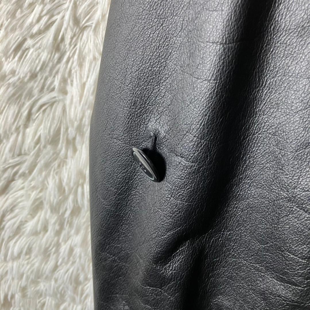 美品 D’HOMMEAHOMME レザートレンチコート 牛革 ベルト付 黒 M