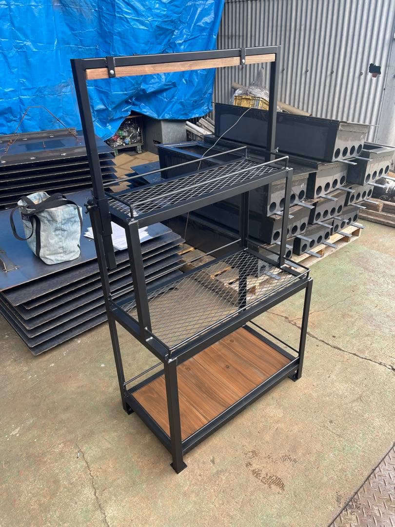 高さ可動式ライトレールスタンド付き3段アイアンラック☆植物棚☆多肉