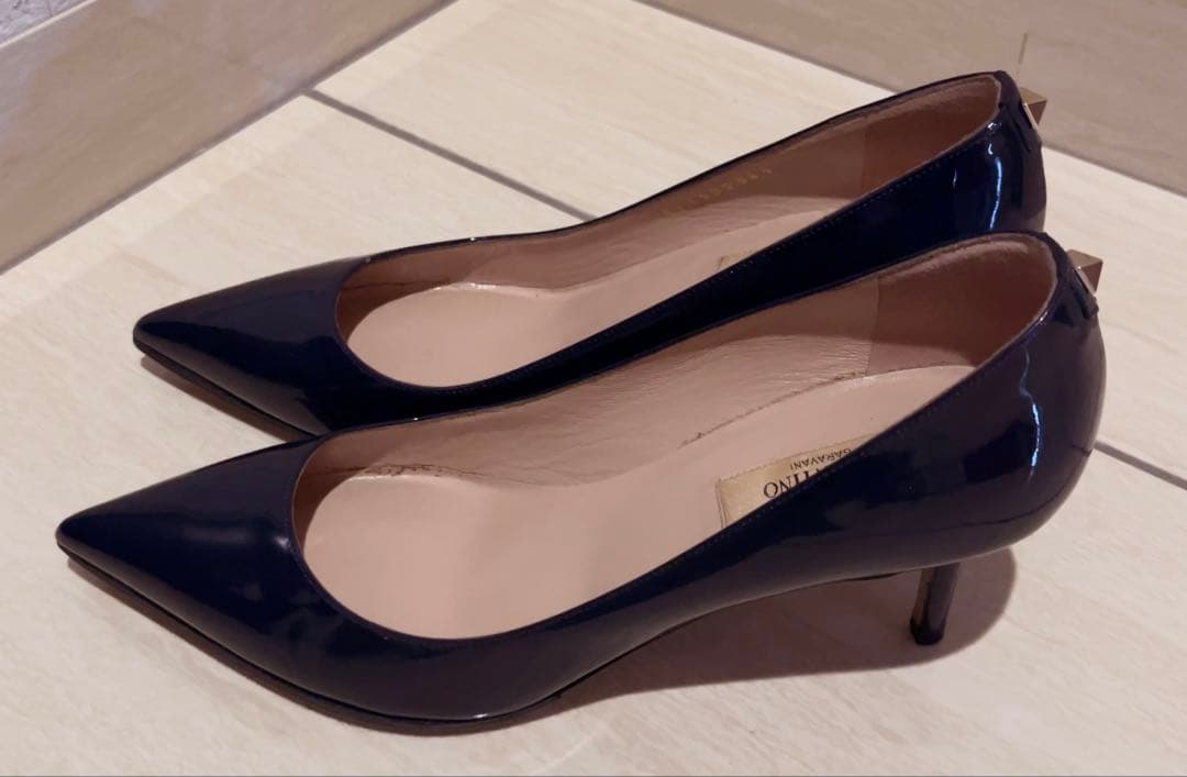 VALENTINO ヴァレンティノ　ネイビー ハイヒール・パンプス　スタッズ