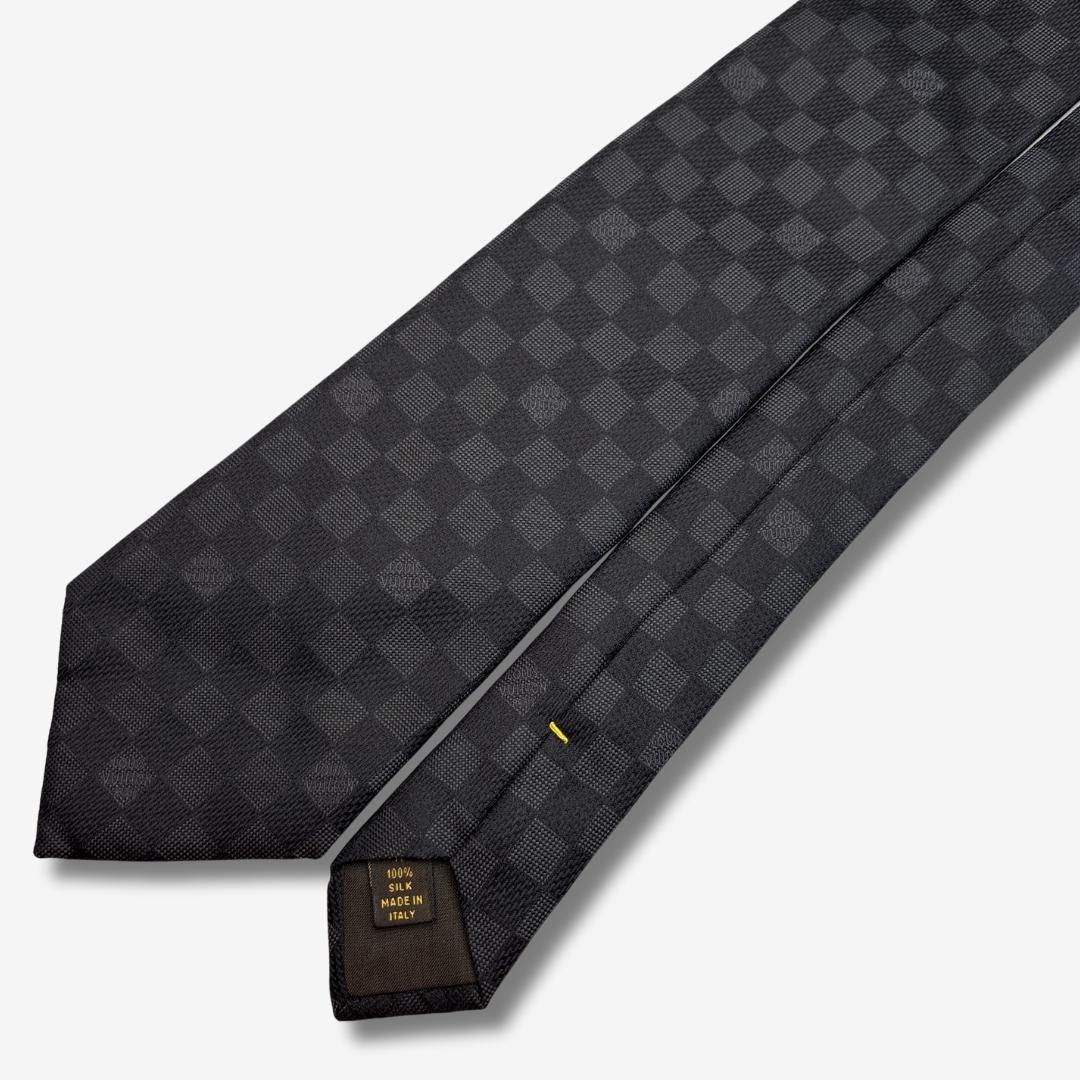 LOUIS VUITTON ネクタイ ダミエ柄 ロゴグラム チャコールグレー