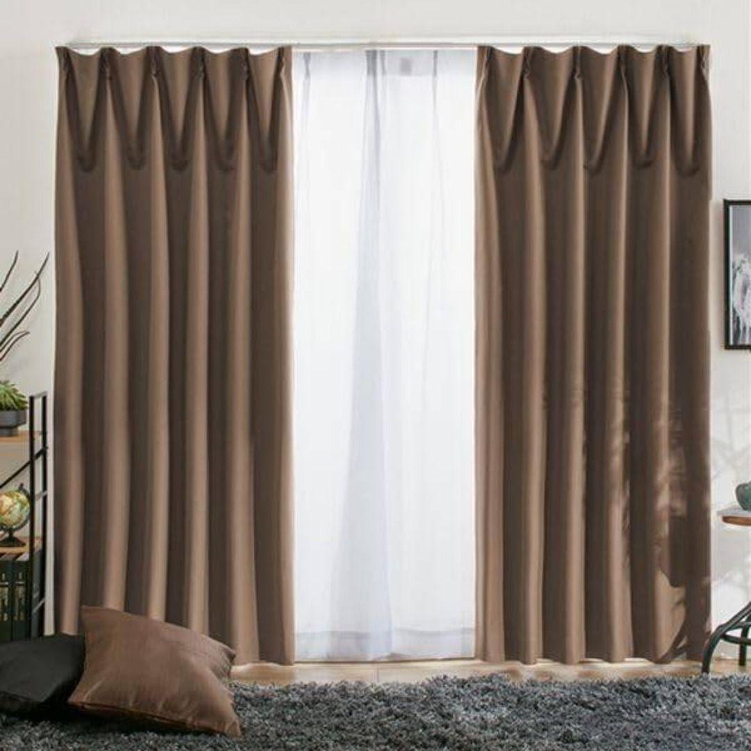 ブラウン プリーツカーテン