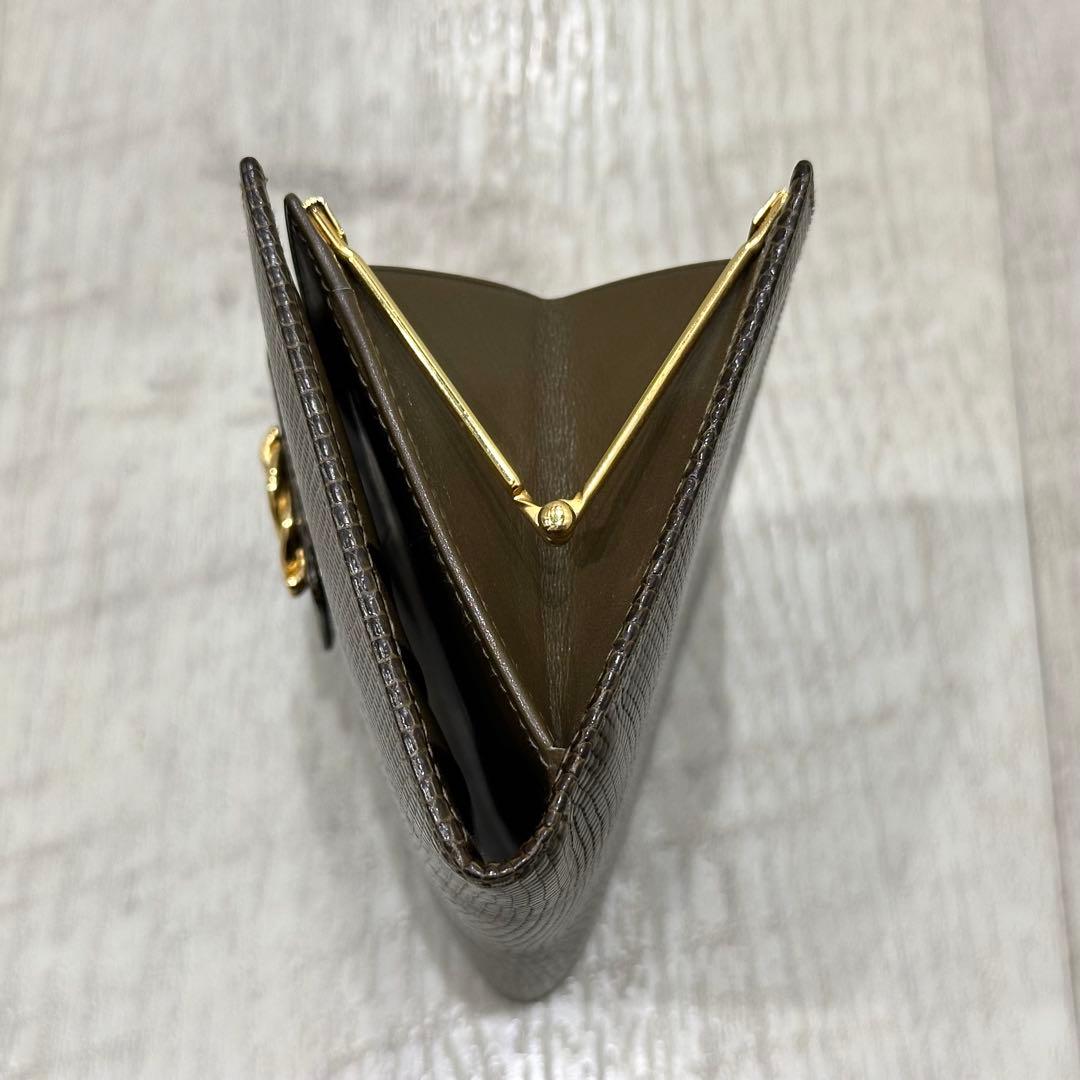 【極美品】オールドグッチ リザードレザー 二つ折り財布 がま口 ノットモチーフ