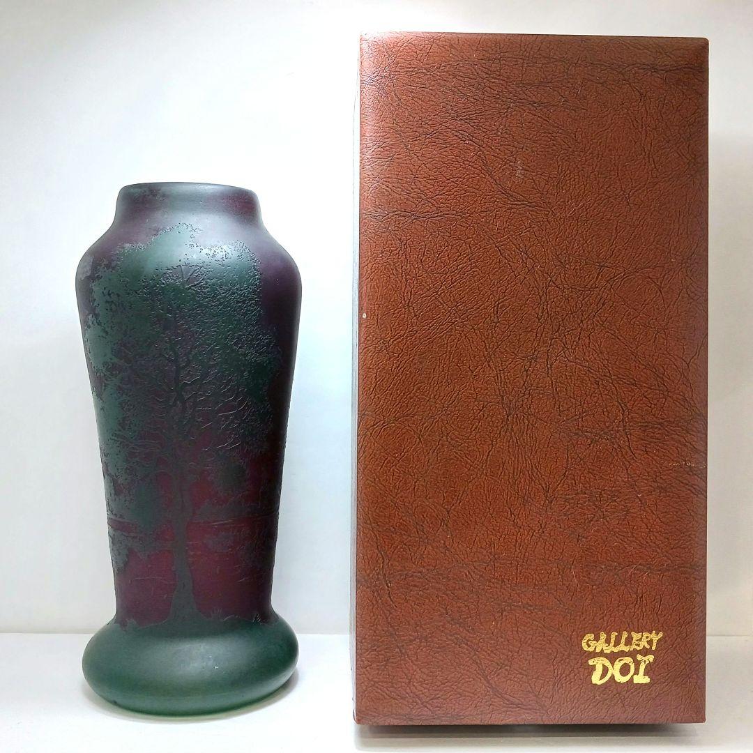 V225 1900年初期 J.B LEVEILLE作 湖水風景文花瓶 カメオ彫