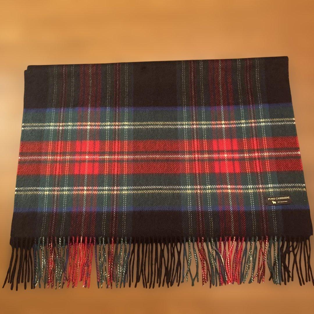 おみそちゃん　オシャレな23区のカシミヤ100%チェック大判ストール