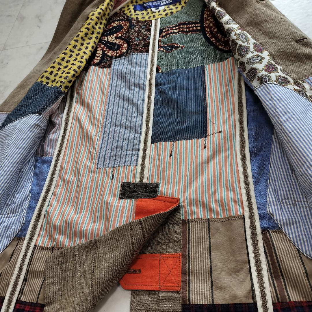 ジュンヤワタナベマン 16SS パッチワークリネンステンカラーコート S 日本製