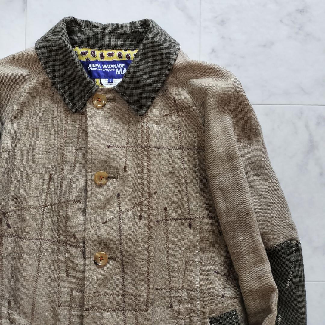 ジュンヤワタナベマン 16SS パッチワークリネンステンカラーコート S 日本製