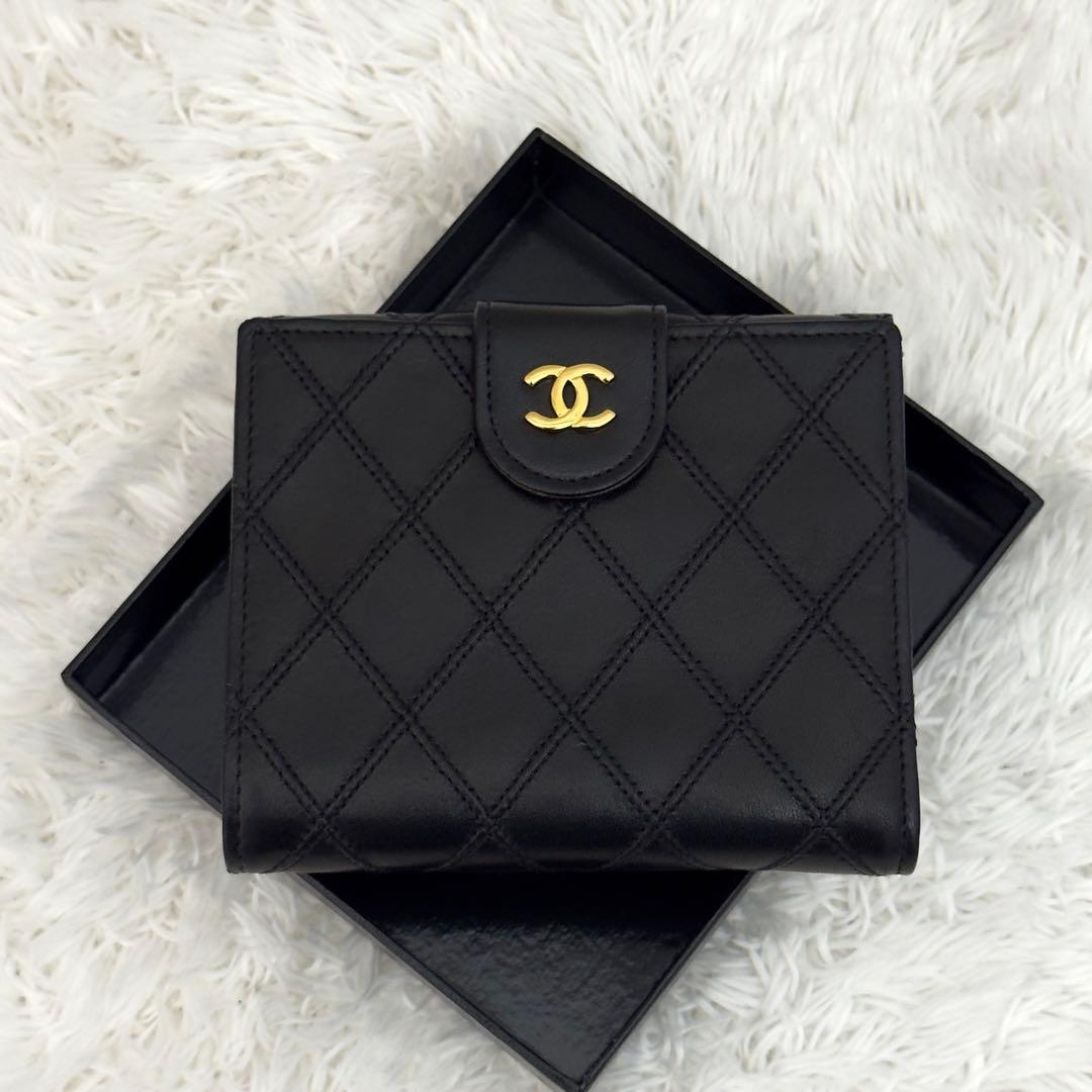 極上美品⭐️CHANELシャネル ココマーク ビコローレ Wホック 財布 レザー
