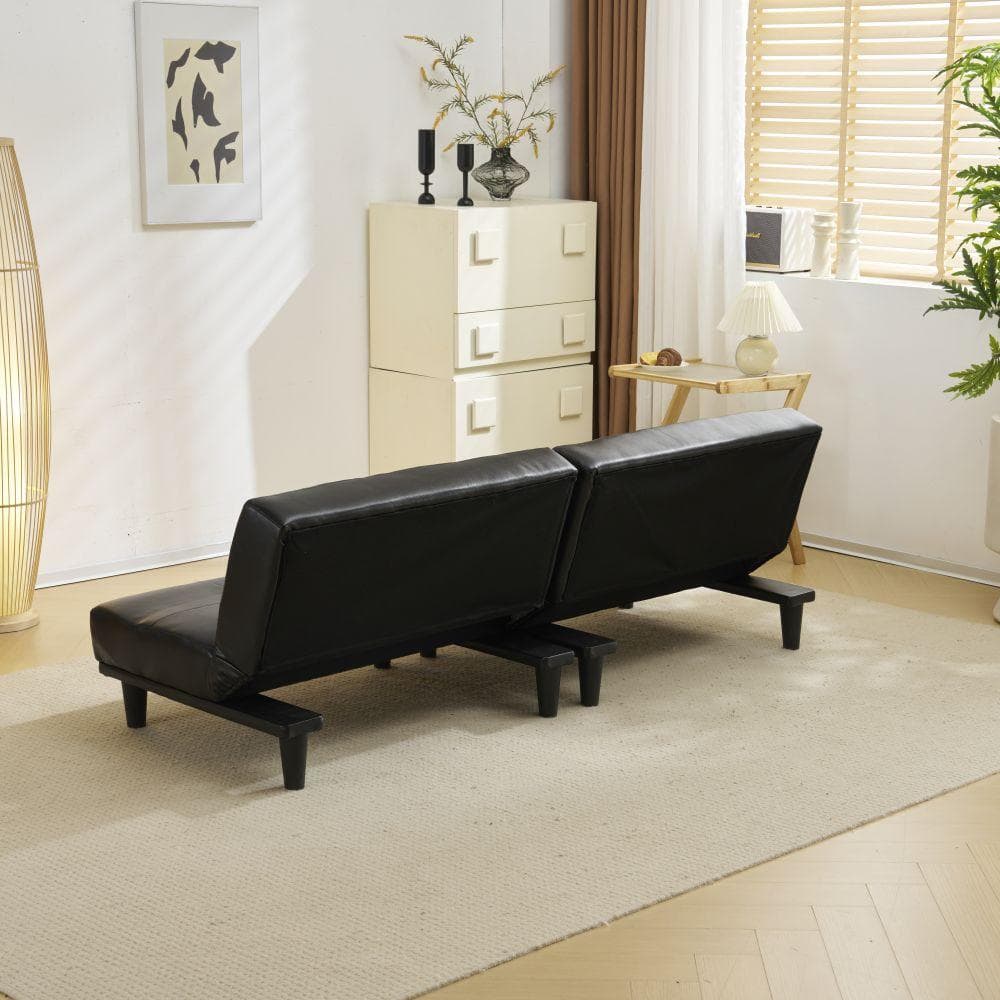 ソファ ベッド ロータイプ 2人 PU リクライニングソファ 背もたれ3段階