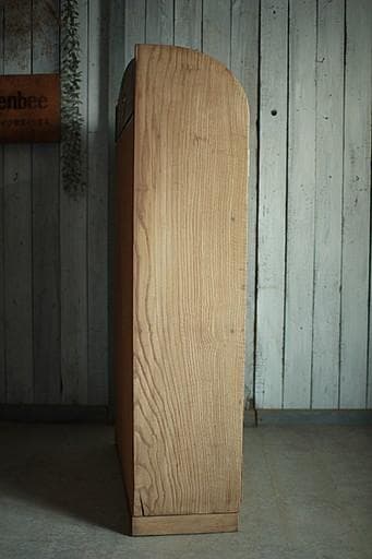 古い木枠のガラス戸棚　引き出し2杯　食器棚　水屋　キャビネット　古家具　古民家