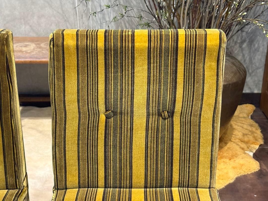 ストライプチェア シングルソファ ファブリック アンティーク ビンテージ SZ
