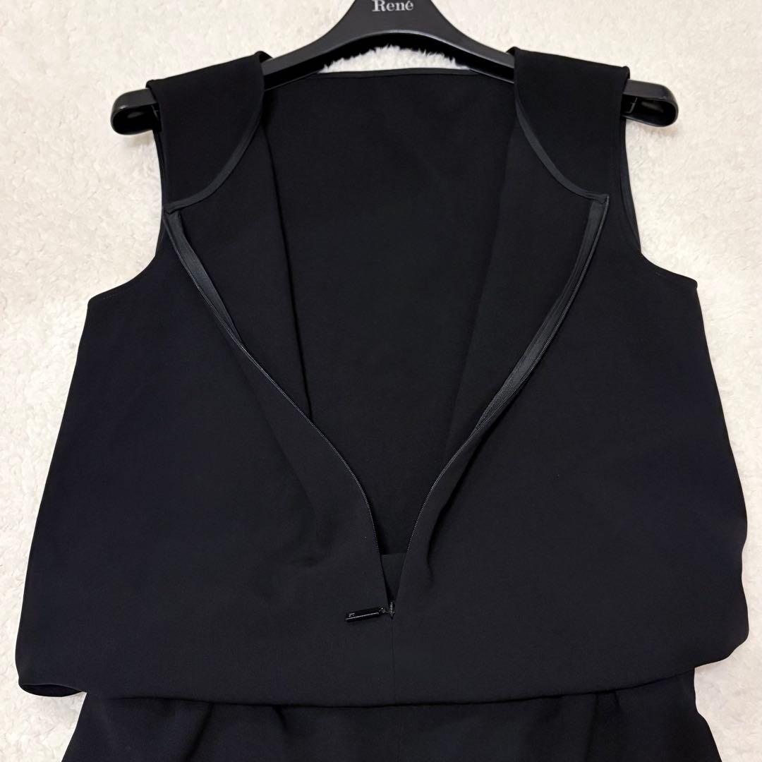 美品✨希少！ルネ オールインワン フロントジップ パール スリット ブラック