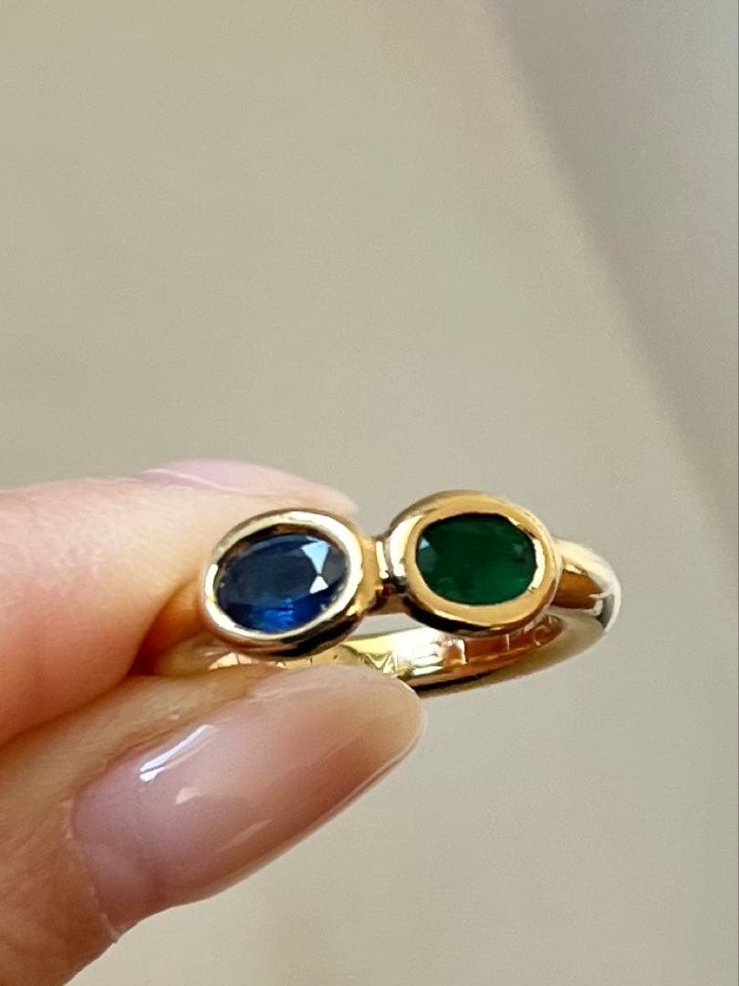 【CHAUMET】ショーメ　エメラルドサファイア　K18リング