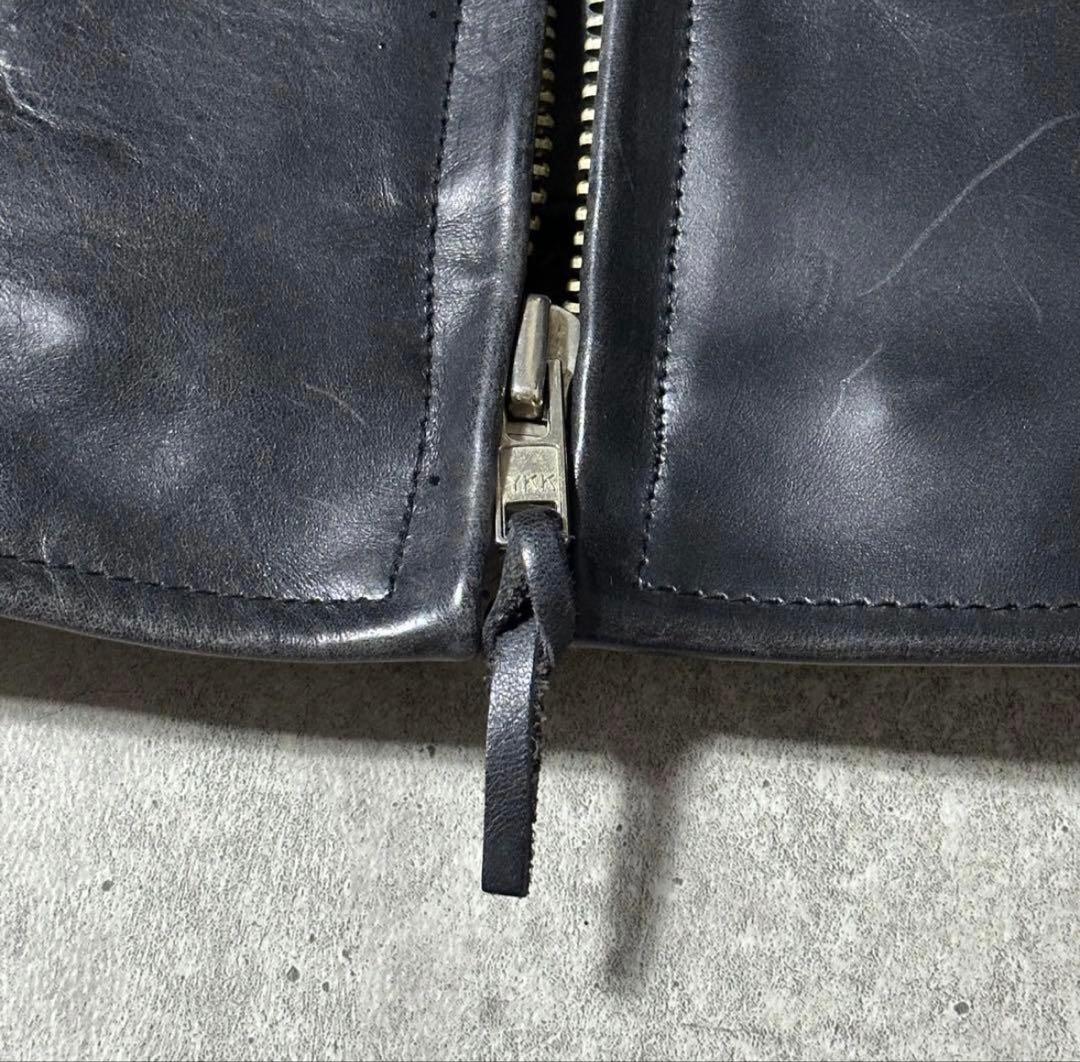 ART GLENHIL シングル ライダース 肉厚 牛革 黒 L 襟付き 裏地