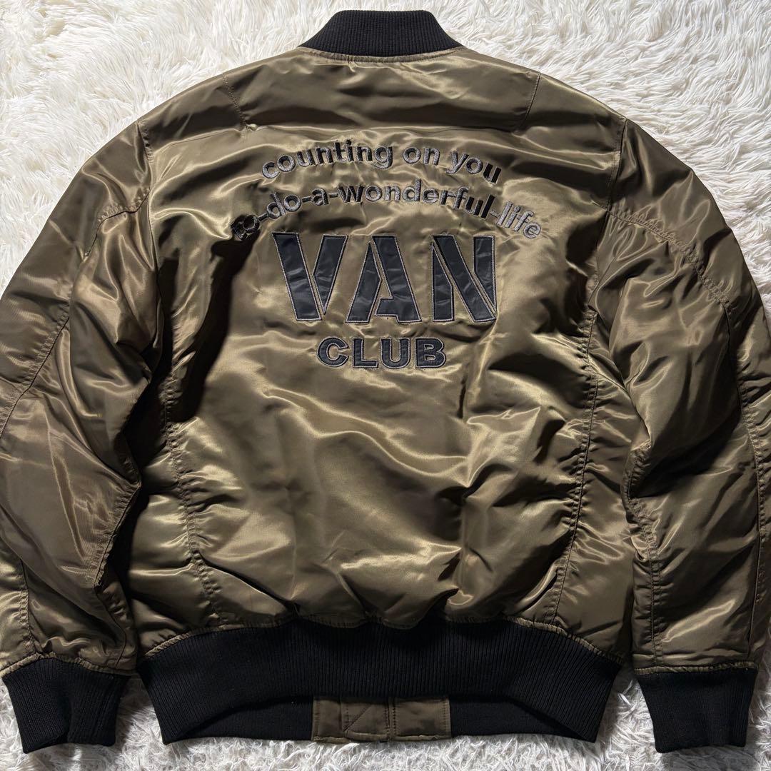 未使用/希少タグ付■VAN JACKET MA-1 アーチロゴ　カーキ　L