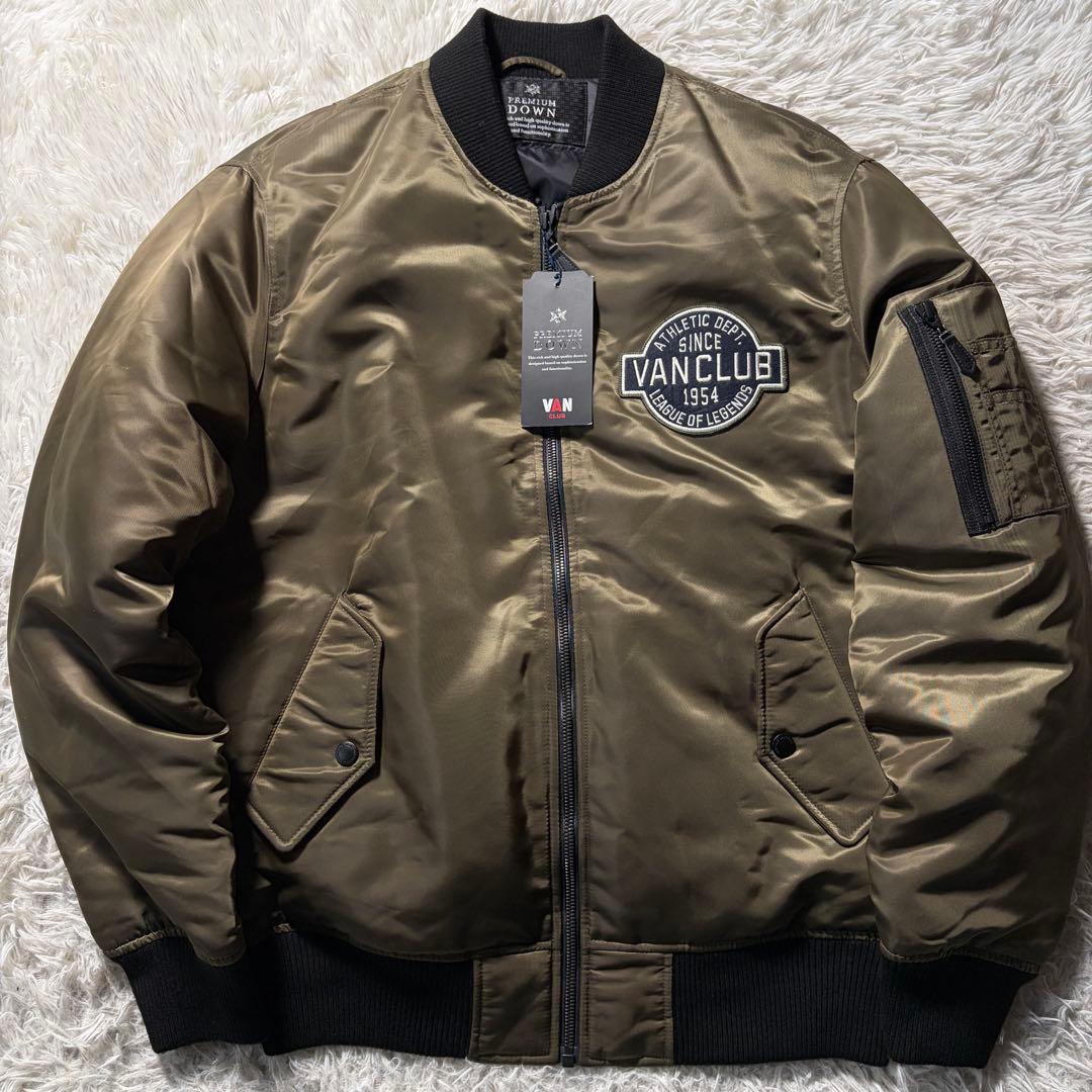 未使用/希少タグ付■VAN JACKET MA-1 アーチロゴ　カーキ　L