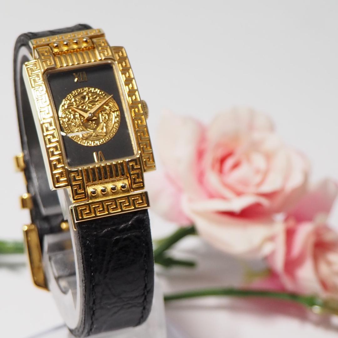 ヴェルサーチ 純正革ベルト メデューサ スクエア レディース 腕時計 F390