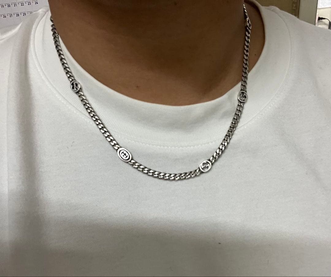GUCCI ネックレス インターロッキングG ロゴチェーン シルバー