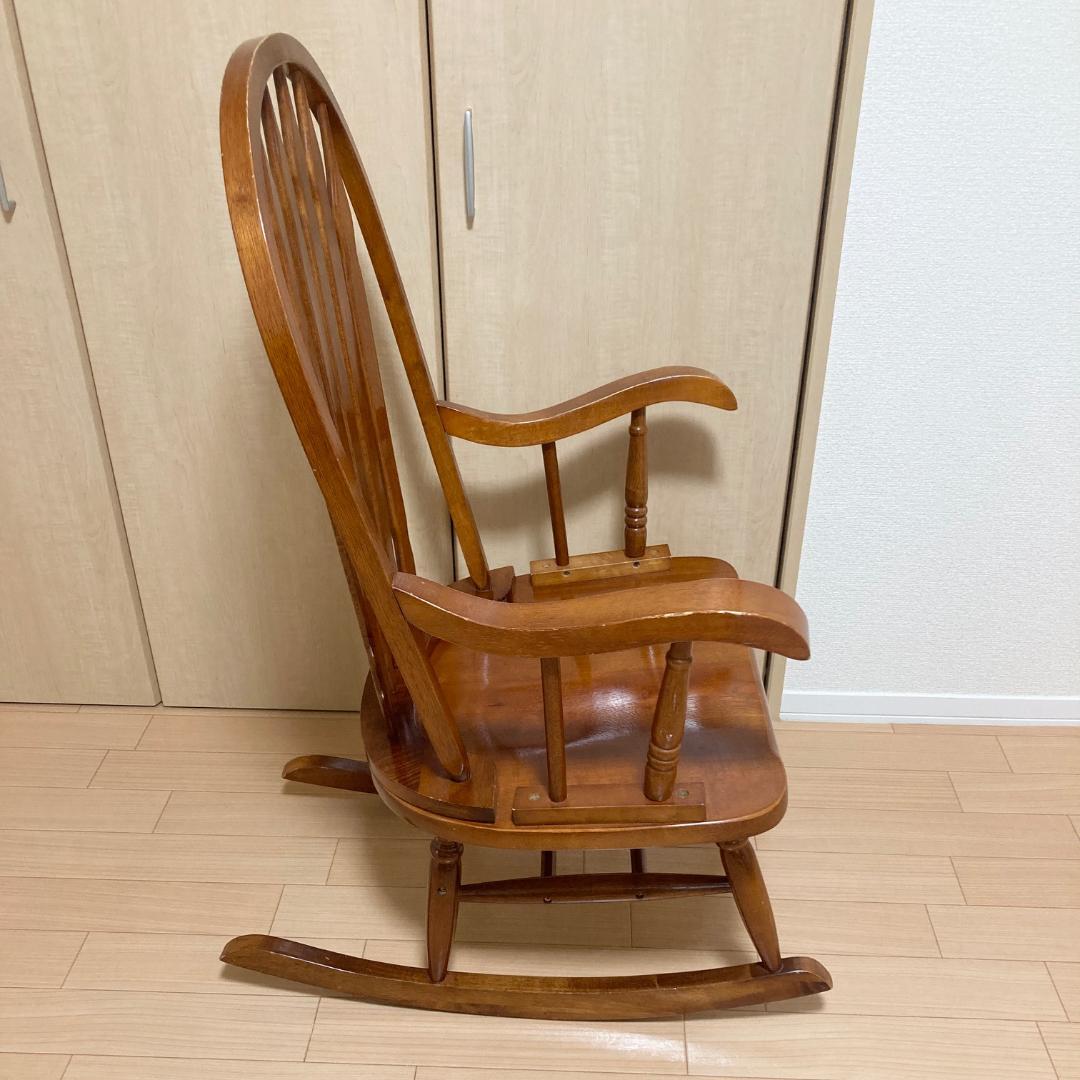 ロッキングチェア アンティーク調 スラットバック 木製 アーム付 クラシック