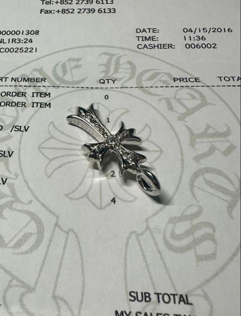 た*く様 クロムハーツ　タイニーファット　チャーム　天然パヴェ　インボイス