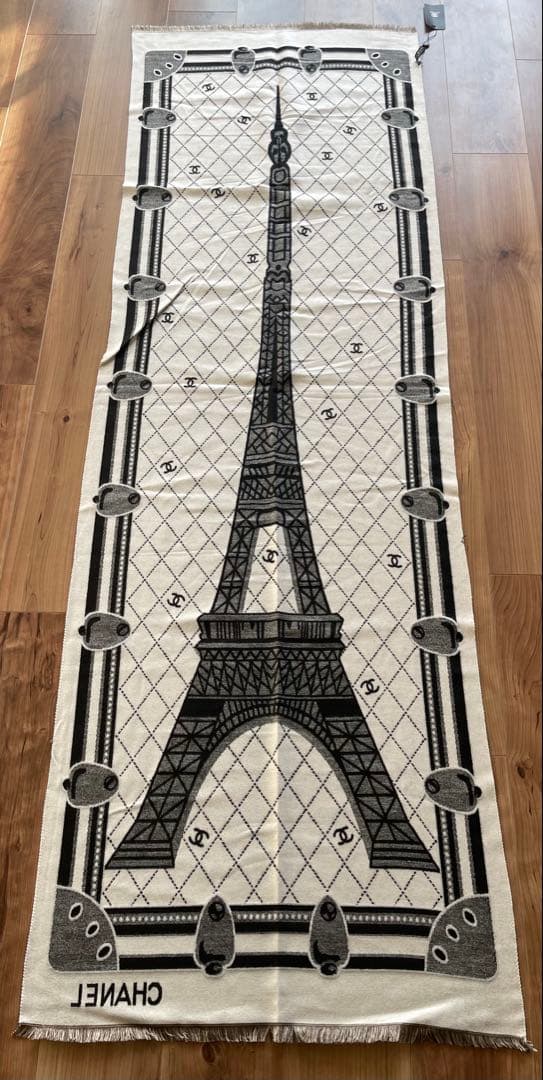 未使用 CHANEL エッフェル塔 ノベルティ マフラー ストール ブラック