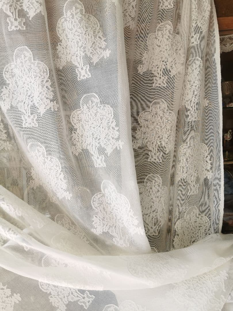 アンティーク 英国 マドラスレース 生命の樹と鳥 ノッティンガムカーテンパネル