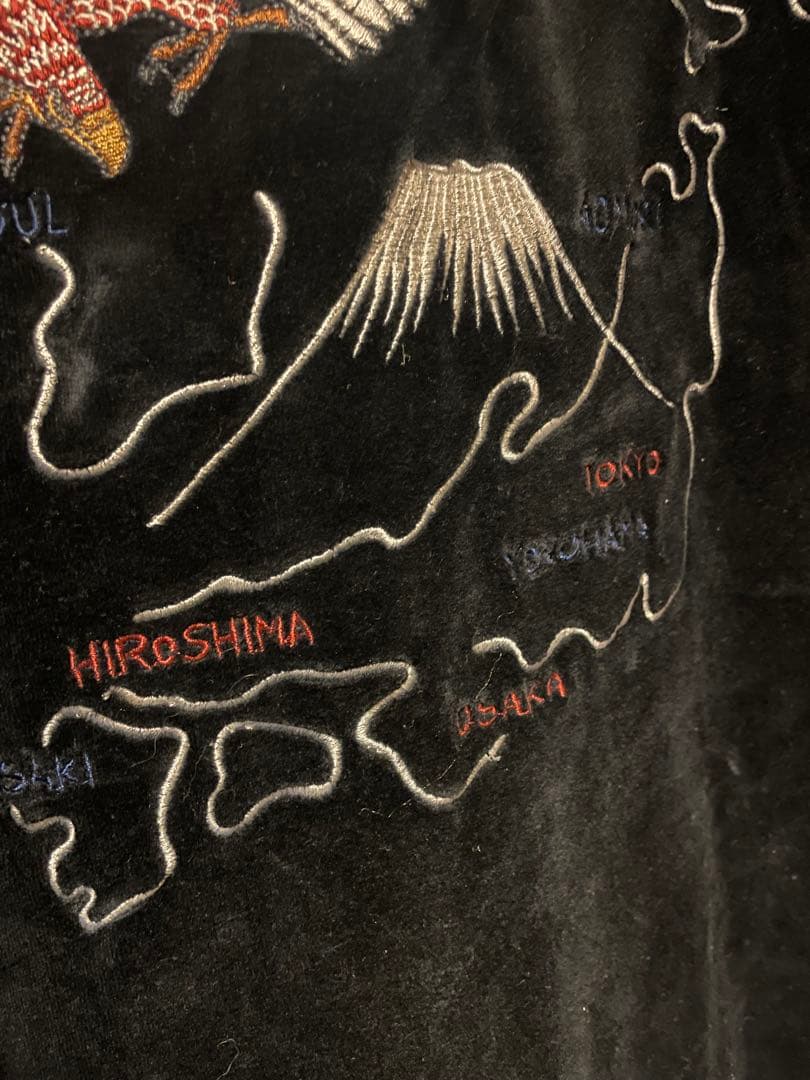 王道 ラフ 別珍スカジャン 鷹 龍刺繍