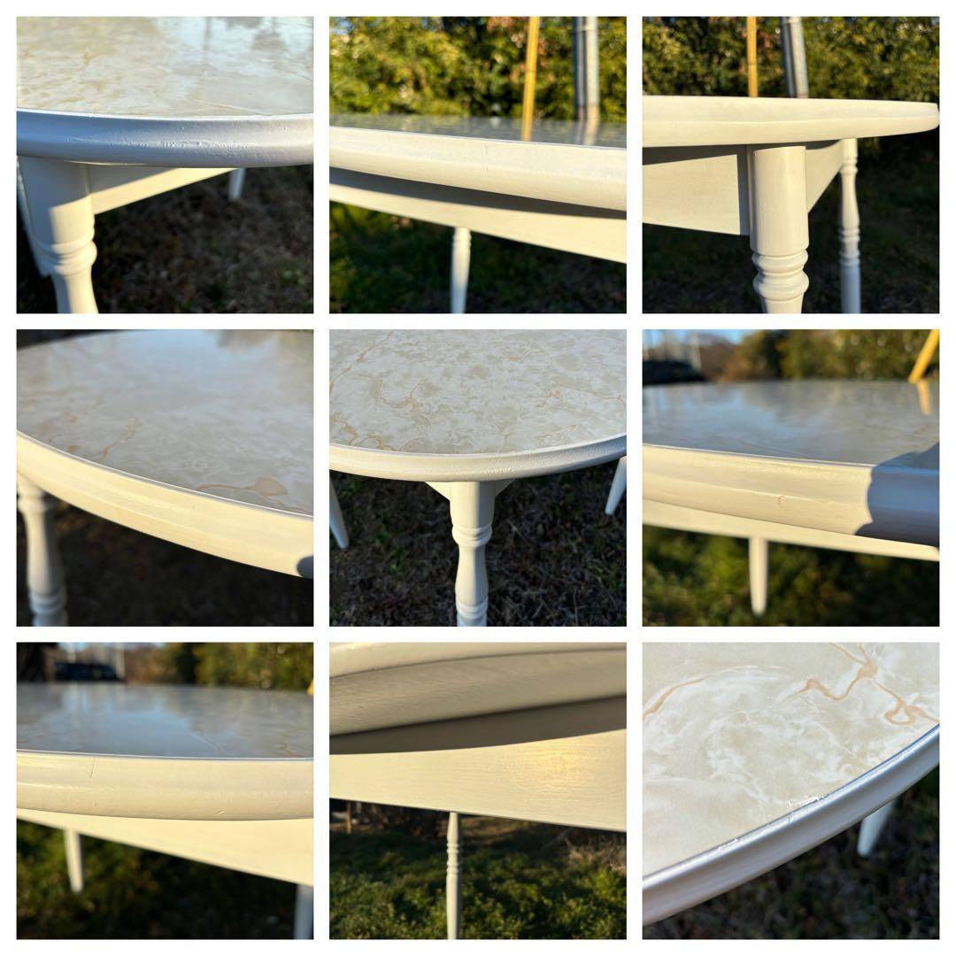 とまと　WINDS太平 ホワイト楕円形ダイニングテーブル 大理石調