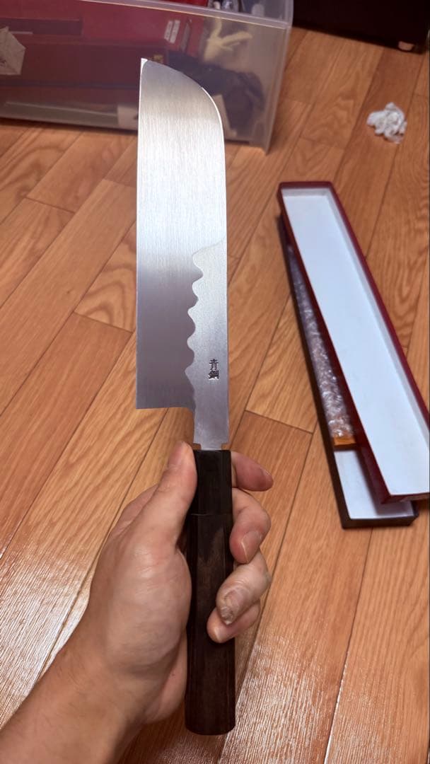 薄刃包丁　7.5寸　青紙　黒檀
