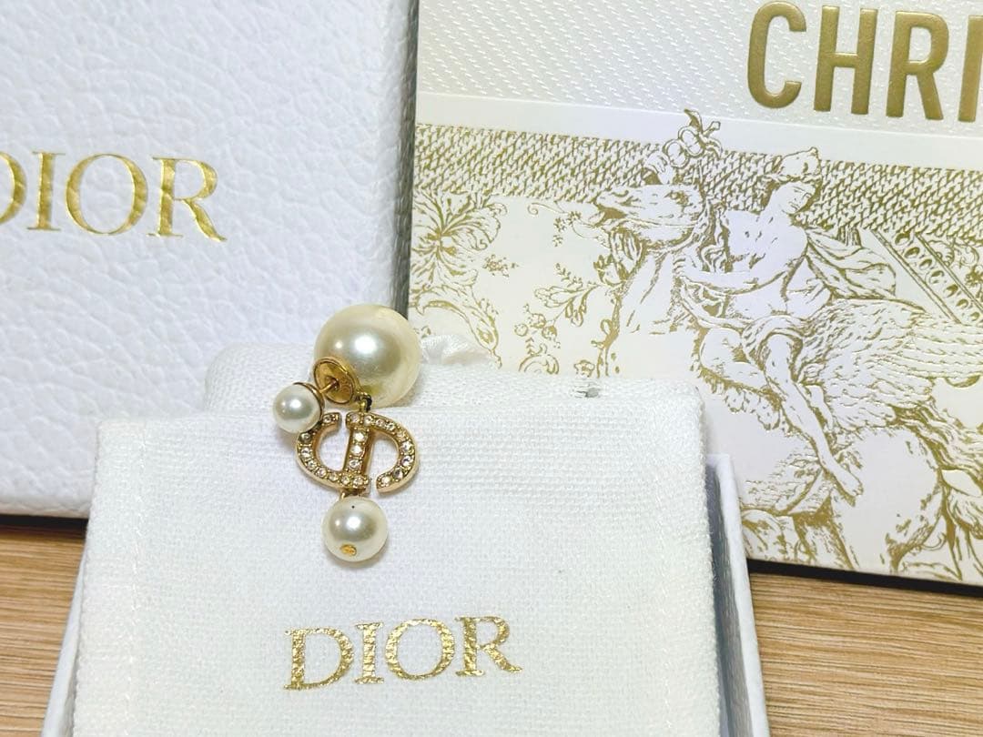 Christian Dior ディオール パール ゴールド ピアス 2way片方