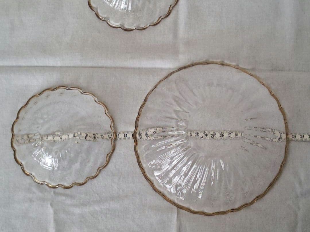 【美品】 田井将博 輪花モール鉢 3点セット 鉢 器 食器 ガラス ボウル 皿