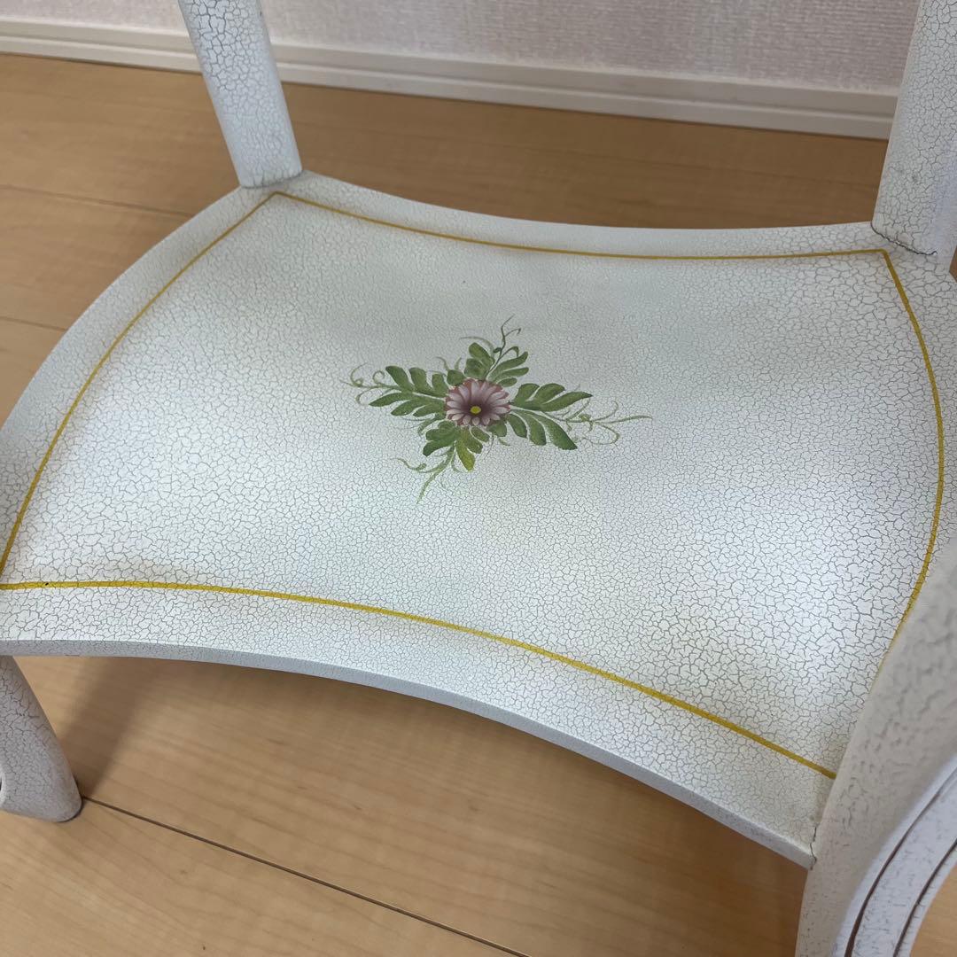 【希少】アンティーク調 フラワーペイント 猫脚サイドテーブル 引き出し付 北欧