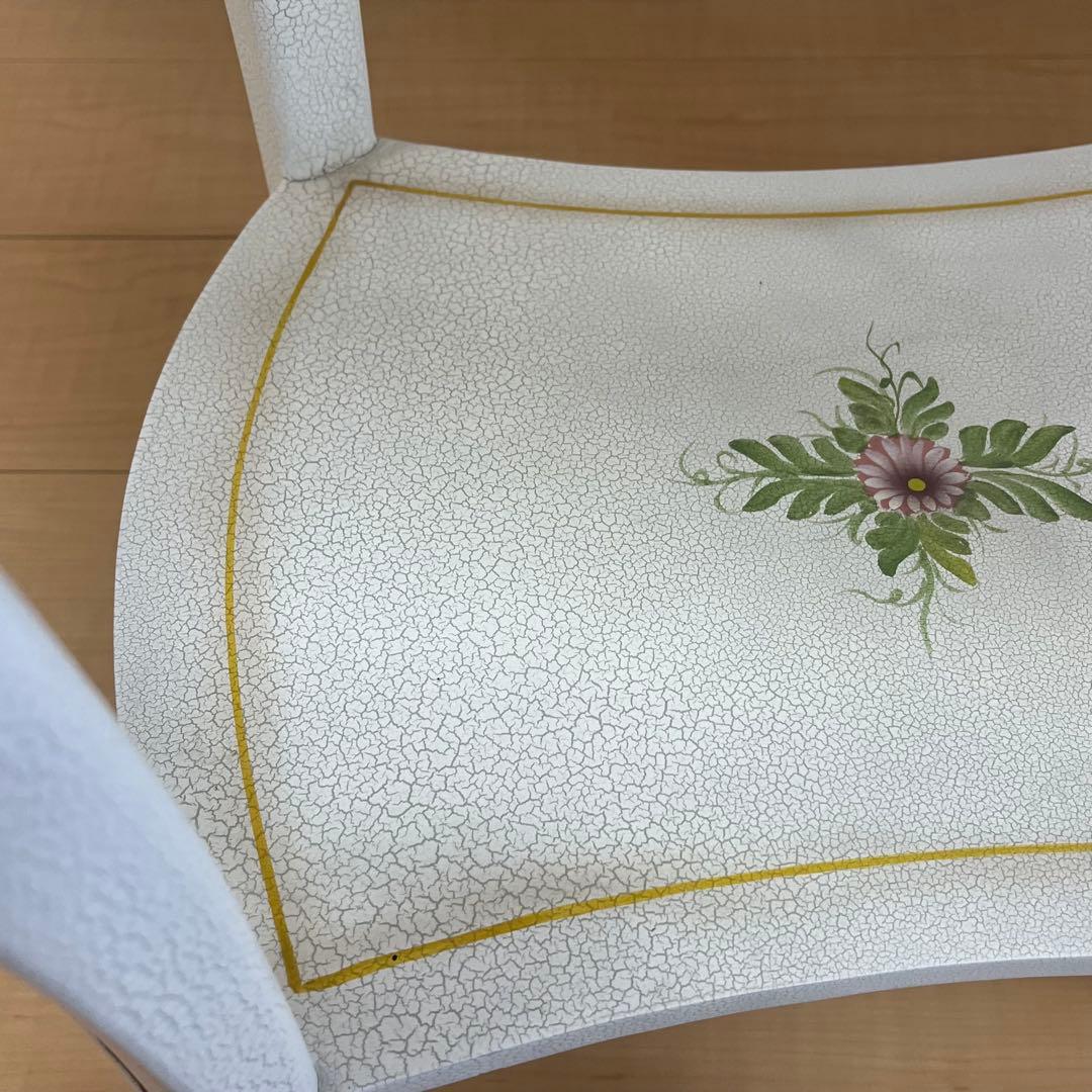 【希少】アンティーク調 フラワーペイント 猫脚サイドテーブル 引き出し付 北欧