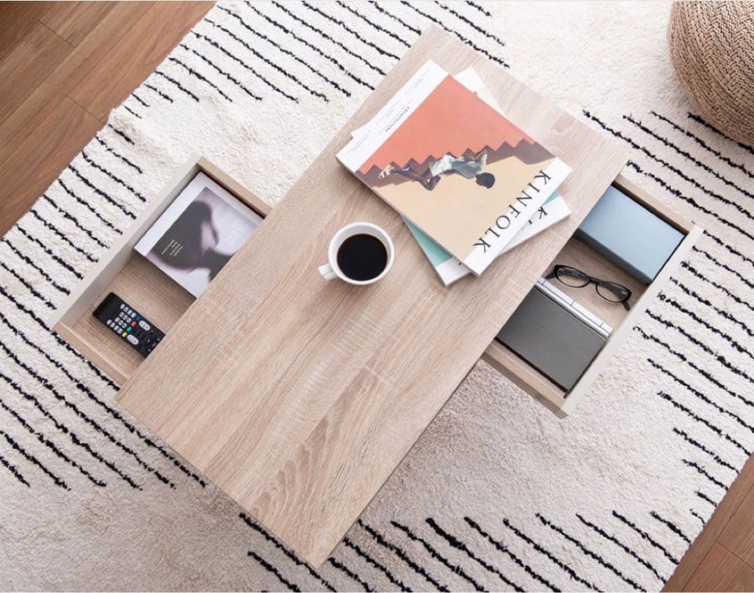 【新品 送料無料】引き出し付き　センターテーブル　全2色　ローテーブル　収納付き