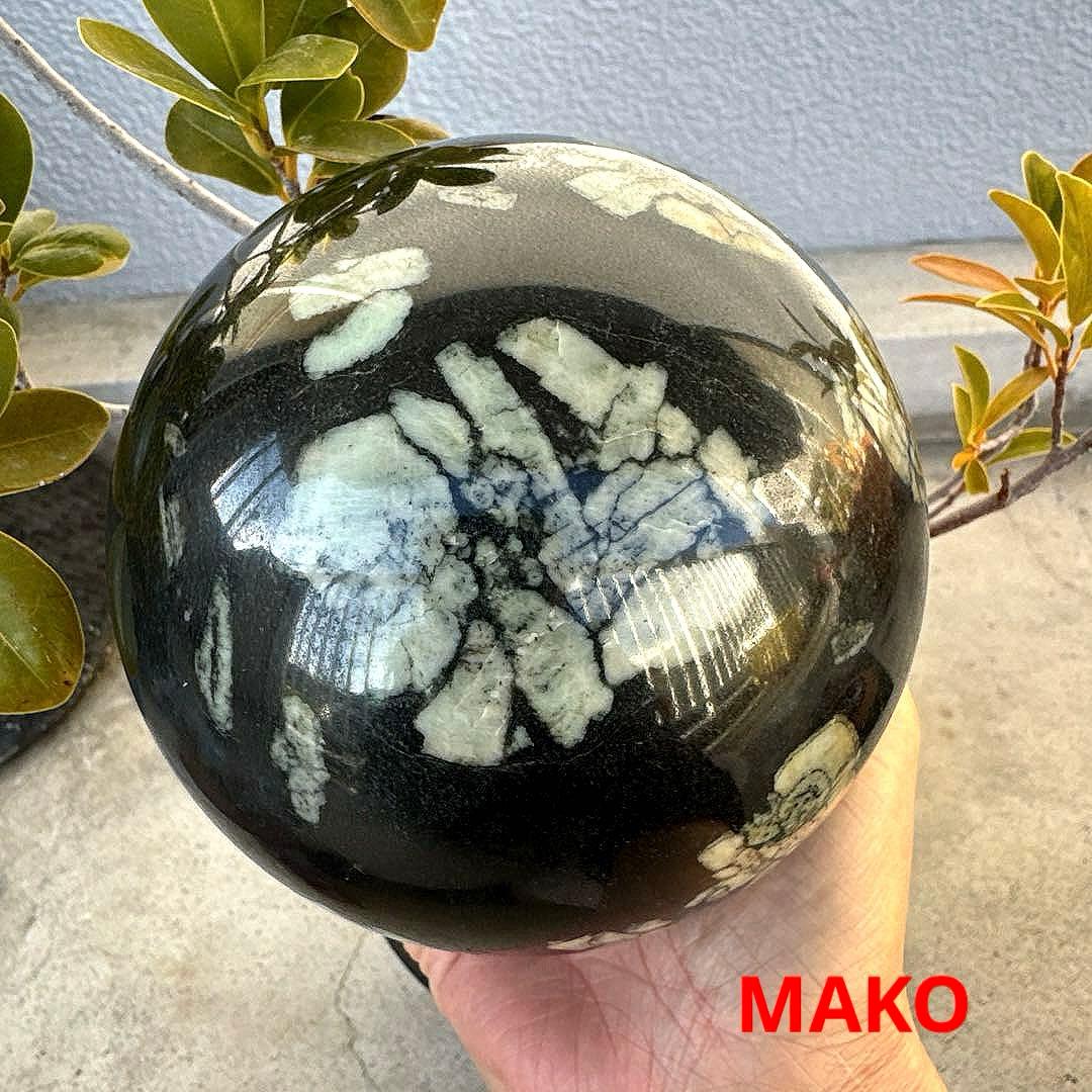 M1583☆菊花石丸玉125mm 3.2Kg☆天然石　原石