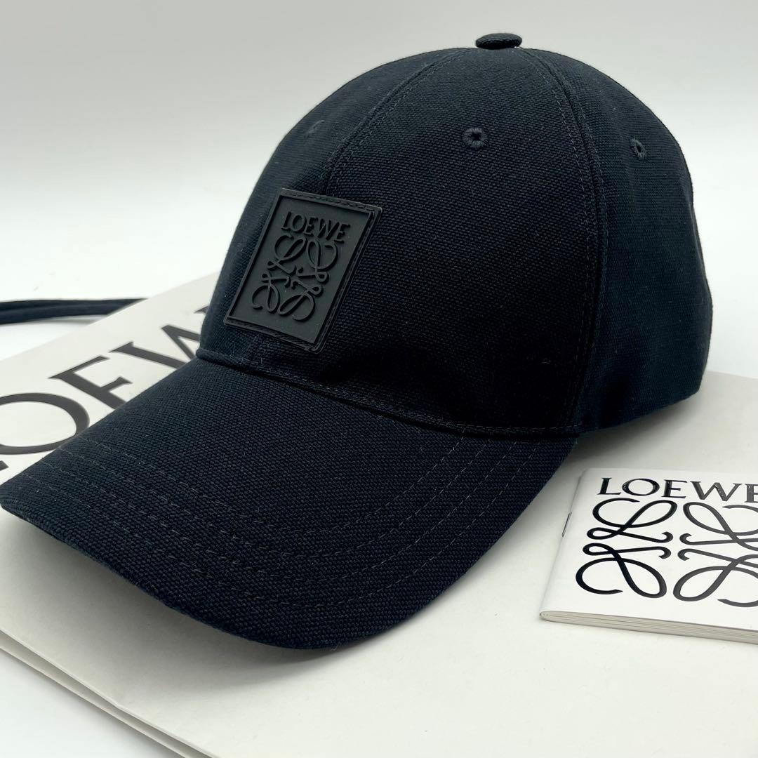 美品・鑑定済★ロエベ　ラバーロゴ　アナグラム　ベースボール　キャップ　黒　59