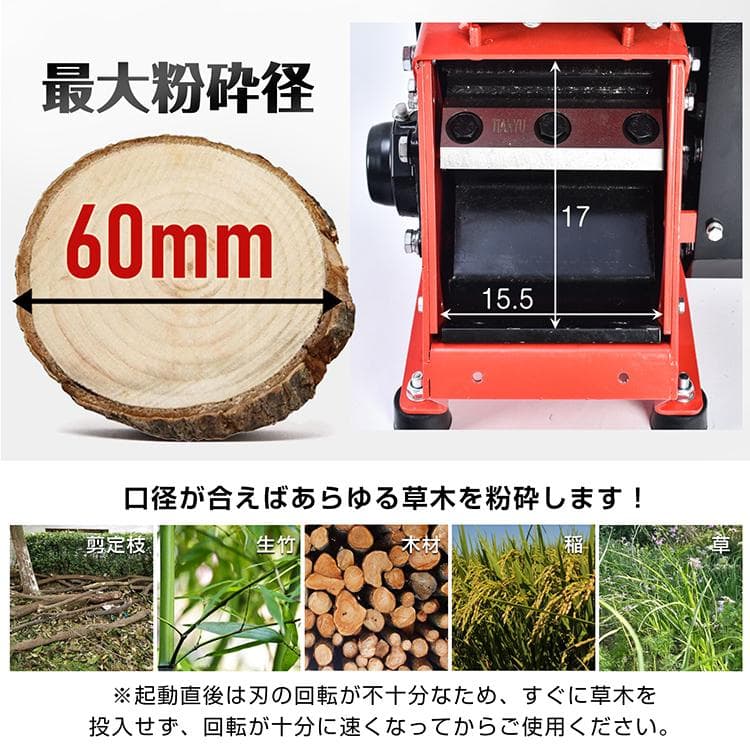 【送料無料】エンジン式粉砕機 最大粉砕径60mm 7.5馬力 ガソリン ガーデン